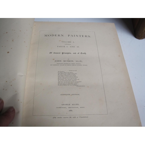 265 - JOHN RUSKIN. Modern Painters, Vol 1-5, publ. George Allen 1888 (ex Poole Public Library)