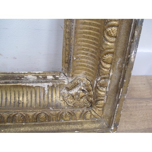 282 - A nineteenth century gilded and carved frame, rebate size 24 1/2 x 18 1/4in, A/F