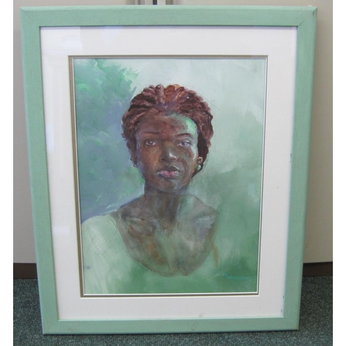 285 - A.L. HUDDART. Portrait sketch of a lady, signed, watercolour and gouache, 16 x 12in