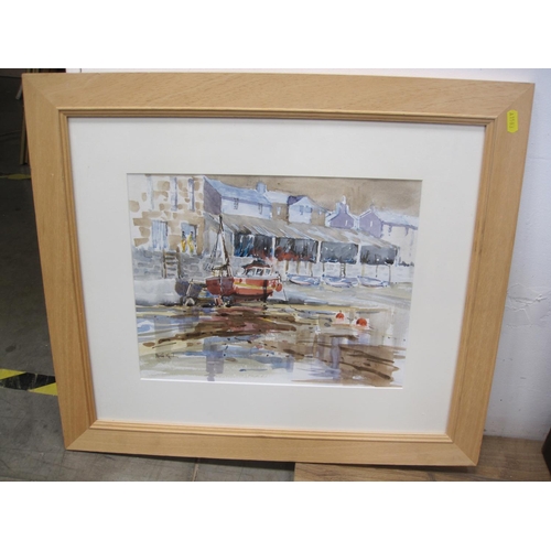 286 - RENEE NASH. Red Boat, Polperro, signed, watercolour, 11 x 14in; two other watercolours by the same a... 