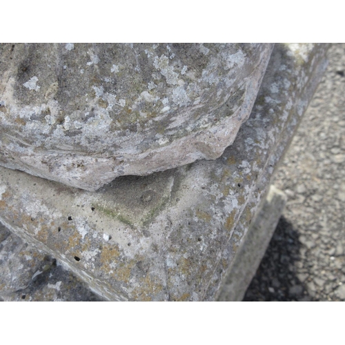 313 - A pair of moulded concrete Urns on plinths, 3ft 1in H