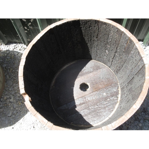 349 - A coopered Barrel Planter, 4ft 2in D