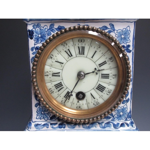 378 - A Delft Clock in the form of a miniature longcase 1ft 5in H