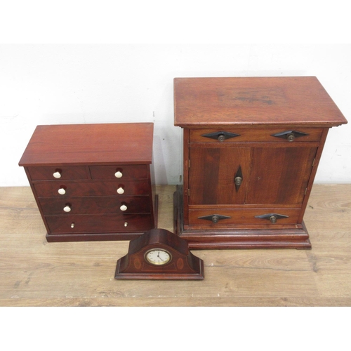 385 - A mahogany apprentice piece Cupboard 15in x 13in, a mahogany apprentice Chest of drawers 11in x 10in... 