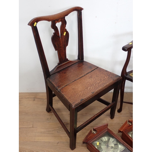 392 - A carved oak hanging Corner Cupboard, an 18th Century oak single Chair, a mahogany Corner Chair and ... 