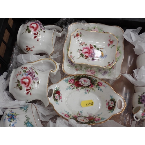 402 - Two trays of Royal Crown Derby, Wedgwood, Richmond and other Trinket Dishes, Vases, Jugs, etc.