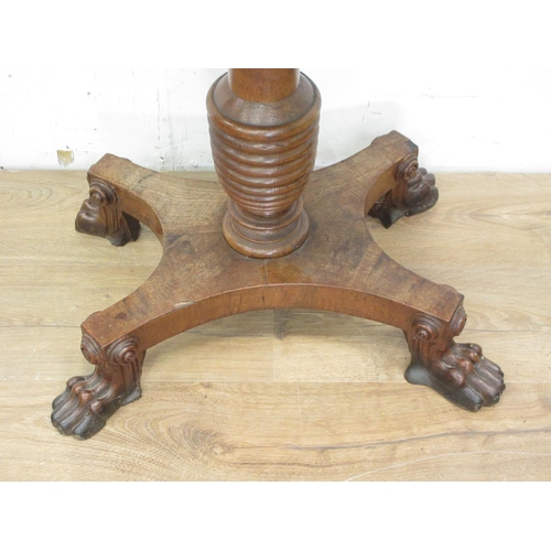 403 - A 19th Century carved padauk or teak Occasional Table with carved rectangular top of four paw feet 2... 