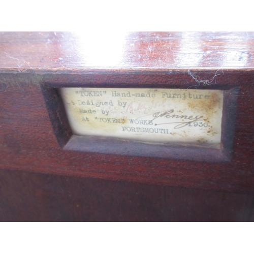 405 - A pair of 20th Century mahogany open Bookcases with adjustable shelves, one bearing label to verso, ... 