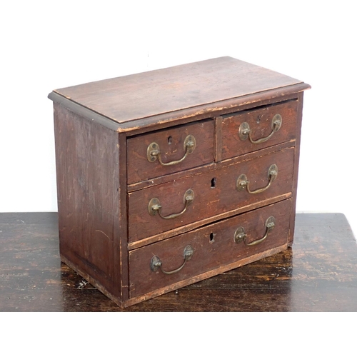 41 - A Victorian stained pine Apprentice Chest of two short and two long drawers 1ft 3in W x 1ft 1in H