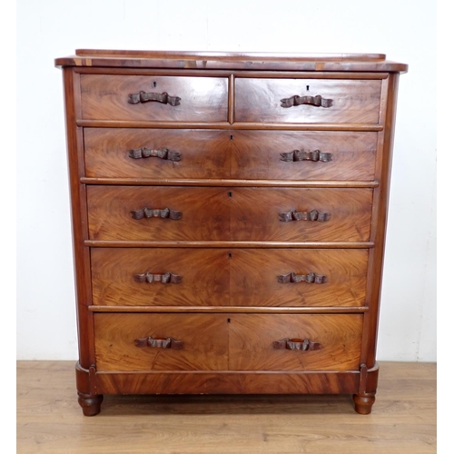 427 - A Victorian mahogany Chest of two short and four long drawers 4ft 5in H x 3ft 11in W