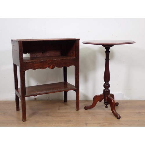 431 - An oak three tier Stand and a mahogany Pillar Table