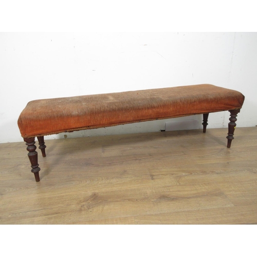 457 - A Victorian long Footstool on turned supports 4ft 4in W x 1ft 3in H