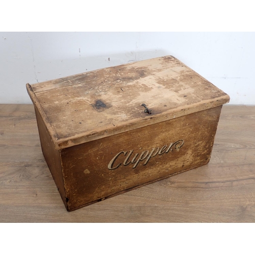 73 - A pine 'Clipper' Box 1ft 9in W x 1ft H