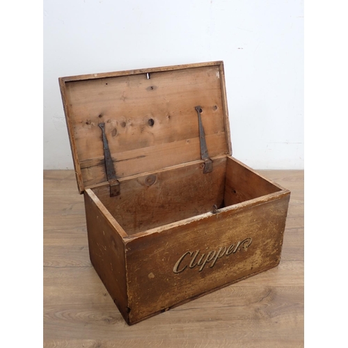 73 - A pine 'Clipper' Box 1ft 9in W x 1ft H