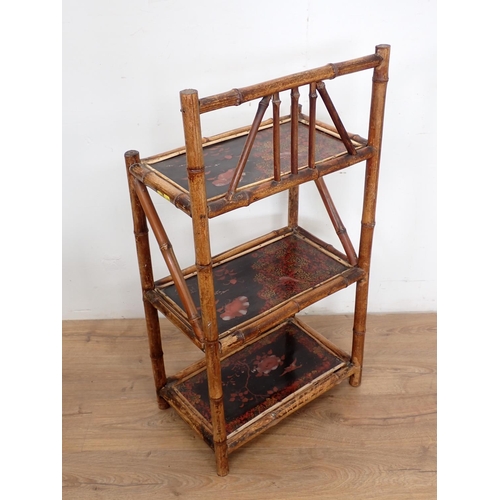 79 - A bamboo and lacquered three tier Whatnot 3ft 3in H x 1ft 9in W