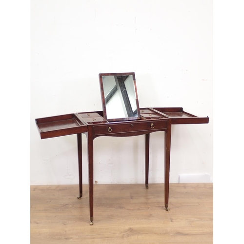 99 - A Georgian mahogany Dressing Table with mirror and fitted interior enclosed by top, mounted upon squ... 