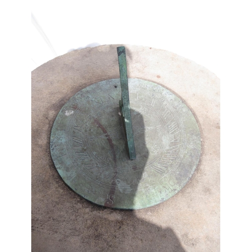 301 - A concrete Sundial on circular column with metal dial in the 17th Century style, 3ft 10in H