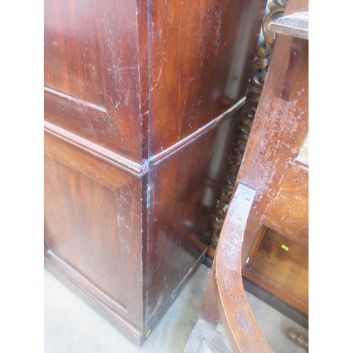 810 - A Victorian mahogany breakfront four door Wardrobe fitted to short and two long drawers to central s... 