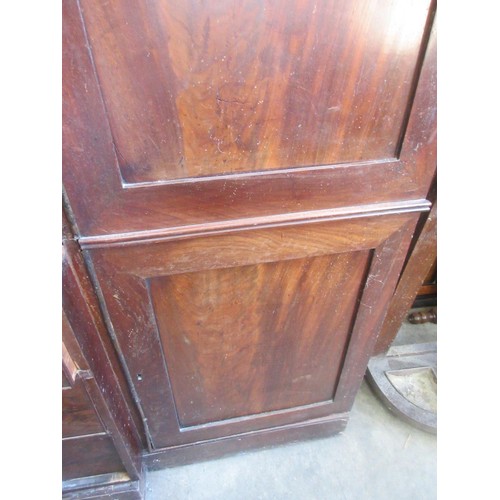 810 - A Victorian mahogany breakfront four door Wardrobe fitted to short and two long drawers to central s... 