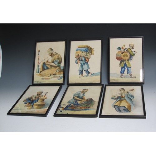 250 - A. VARTANIAN. Studies of Craftsmen, signed and dated 1955, watercolour, 8 x 5 1/2in, ten (10)