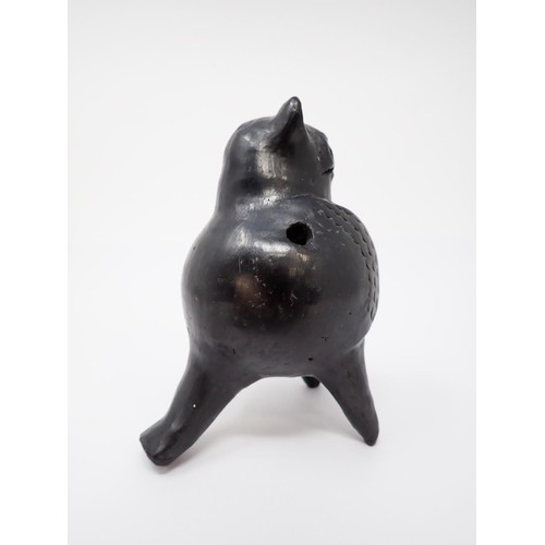 268 - A glazed pottery Owl Caller/Whistle in the form of a stylised owl, 5in H