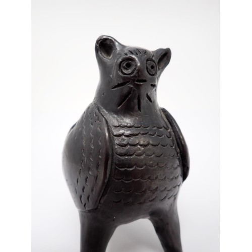 268 - A glazed pottery Owl Caller/Whistle in the form of a stylised owl, 5in H