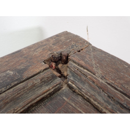 43 - A 17th Century oak Coffer with carved two panel front of small proportions 2ft 6in W x 1ft 7in  A/F