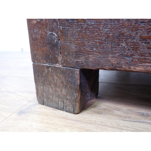 43 - A 17th Century oak Coffer with carved two panel front of small proportions 2ft 6in W x 1ft 7in  A/F