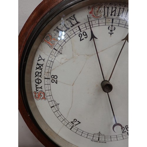 47 - A Victorian carved oak aneroid Barometer A/F 2ft 11in L