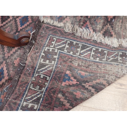 54 - A small woollen Rug and a Nursing Chair in need of upholstery