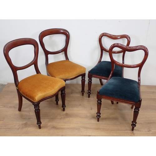 67 - A harlequin set of eight Victorian mahogany balloon back Dining Chairs