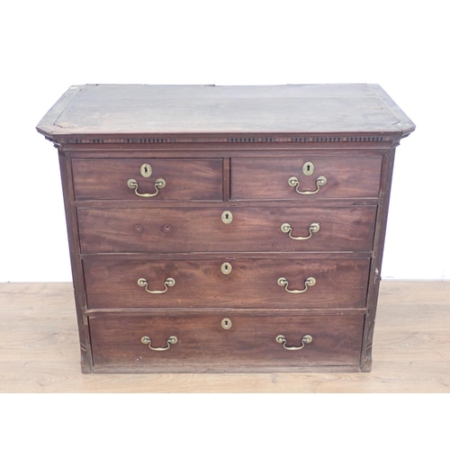 111 - A Georgian mahogany Chest of two short and three long drawers (chest on chest top section) 3ft 8in W... 