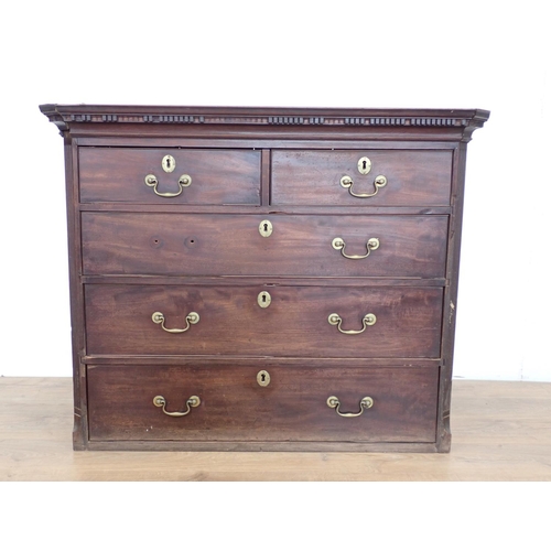 111 - A Georgian mahogany Chest of two short and three long drawers (chest on chest top section) 3ft 8in W... 