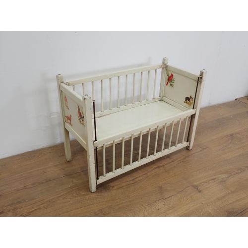 128 - A painted Doll's Cot