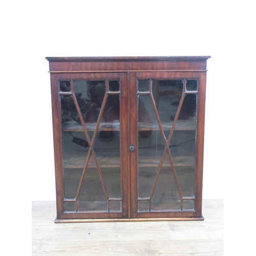 129 - A Georgian mahogany Wall Cabinet fitted pair of astragal glazed doors 2ft 2in H x 2ft W