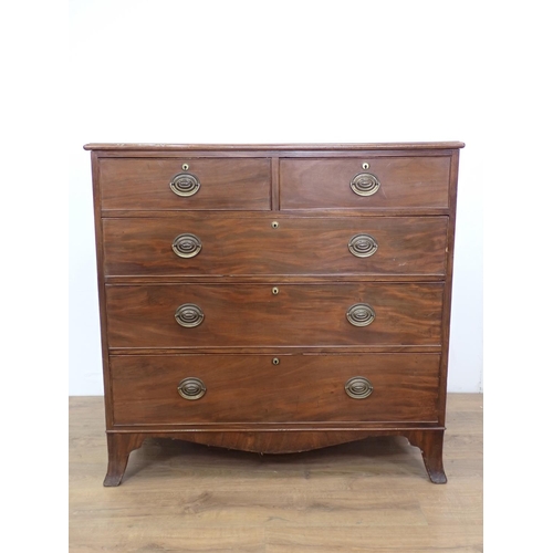 130 - A 19th Century mahogany Chest of two short and three long drawers on splayed feet 3ft 6in H x 3ft 6i... 