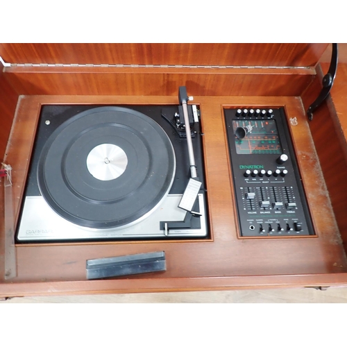 14 - A Ladderax Unit, reproduction yew wood veneered Hi-Fi Cabinet and Garrard Record Player in mahogany ... 