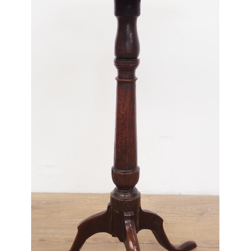 140 - A Georgian oak Candle Table on tripod base 2ft 2 1/2in H x 1ft 5in D