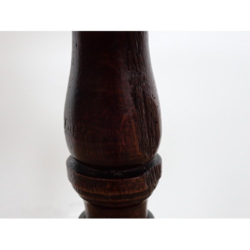 140 - A Georgian oak Candle Table on tripod base 2ft 2 1/2in H x 1ft 5in D