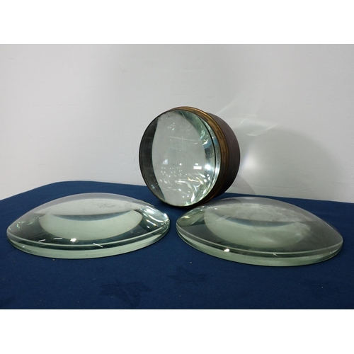 142 - Three antique convex glass Plates