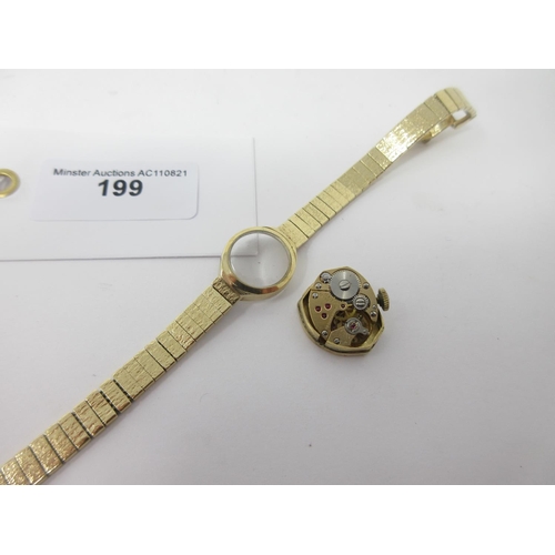 199 - A Vertex ladies Wristwatch with Swiss 17 jewel movement, with 9ct gold case and bracelet strap, Lond... 