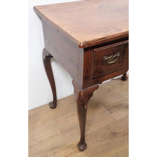 2 - An 18th Century fruitwood Low Boy with moulded top fitted three drawers mounted upon cabriole suppor... 