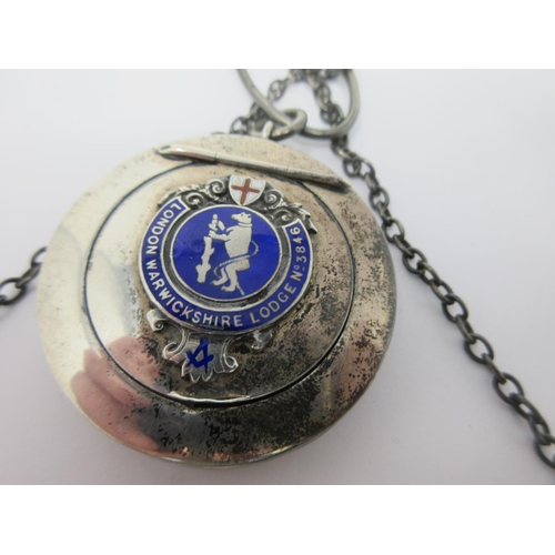 255 - A George V silver Purse with chain, Birmingham 1912, and a Masonic Patch Box, Birmingham 1920