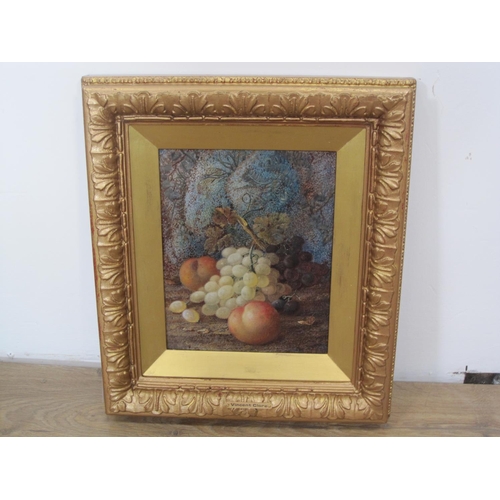 312 - VINCENT CLARE. A still life of grapes and peaches on a mossy bank, signed, with inscription verso, o... 