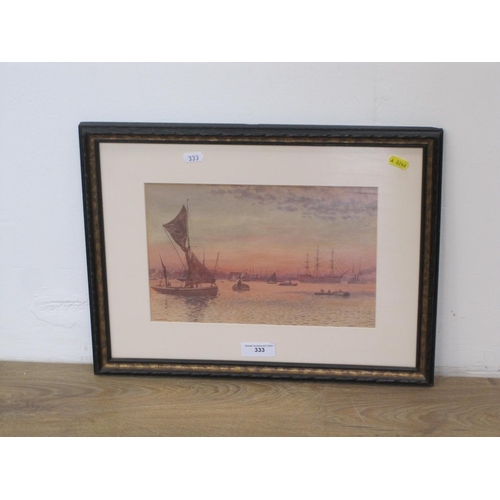 333 - MARTIN SNAPE, Shipping in Gosport Harbour at sunset, signed, watercolour, 8 x 12in