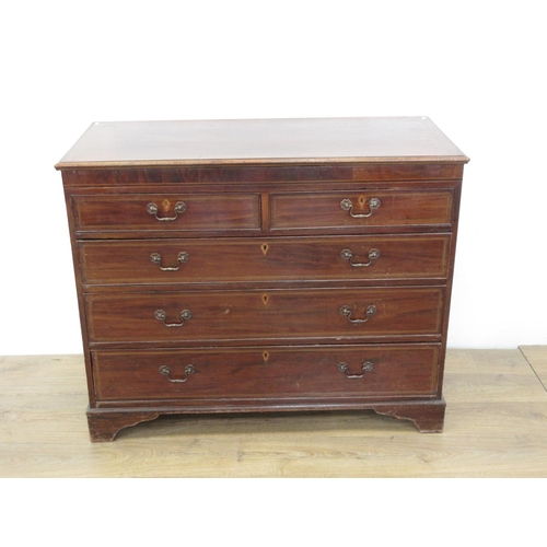 362 - A 19th Century mahogany and inlaid Chest of two short and three long graduated drawers mounted upon ... 