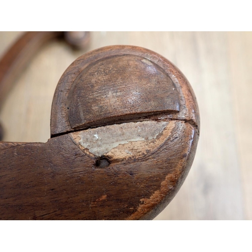 365 - A Victorian walnut framed Tub Chair, a Victorian mahogany X-frame Stool and a Victorian Stool on cab... 