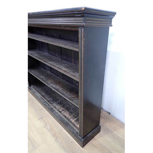 368 - A 19th Century ebonised open Bookcase 4ft 6in W x 3ft 8in H