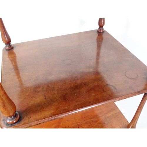 370 - A Victorian mahogany four tier Whatnot fitted drawer to base mounted upon turned supports and caster... 