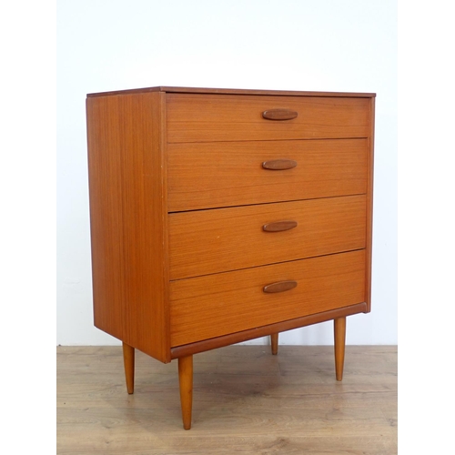 380A - A Danish style mid century teak Chest of four drawers 3ft 1in H x 2ft 7in W